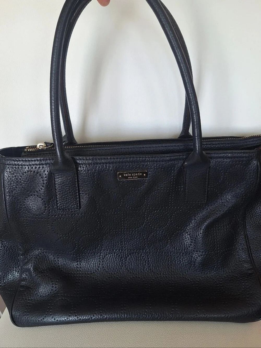 Kate Spade Black Leather Satchel EUC
